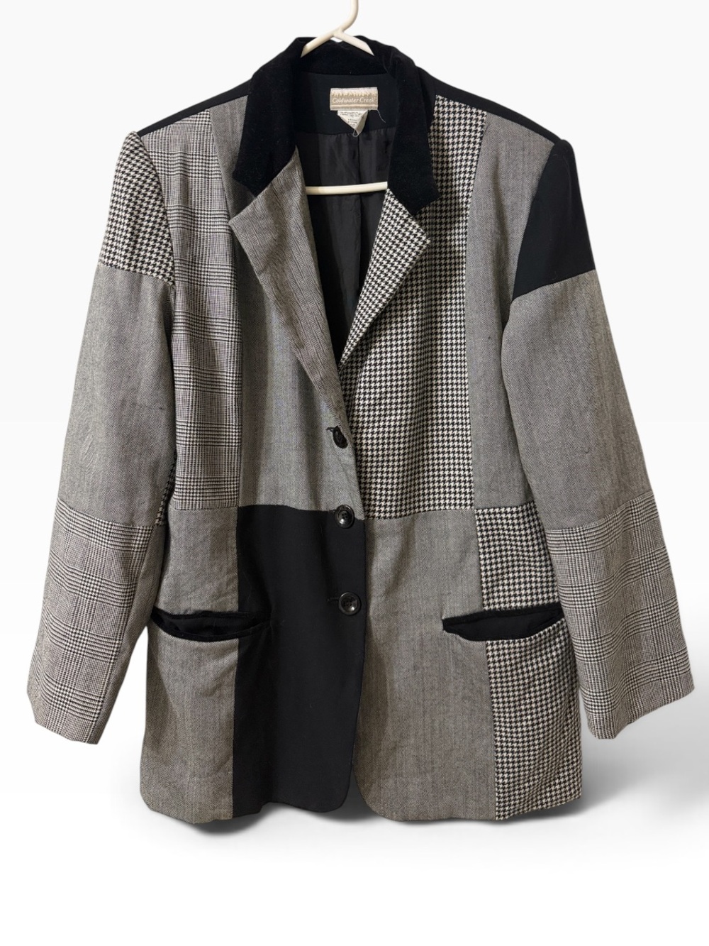 Coldwater Creek Black and White Plaid Button Down Blazer(Size 10)